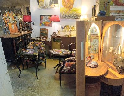 boutique vente meubles relook&eacute;s,objets recycl&eacute;s,artisanat d'art francais